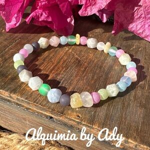 Rainbow morganite beaded chunky bracelet